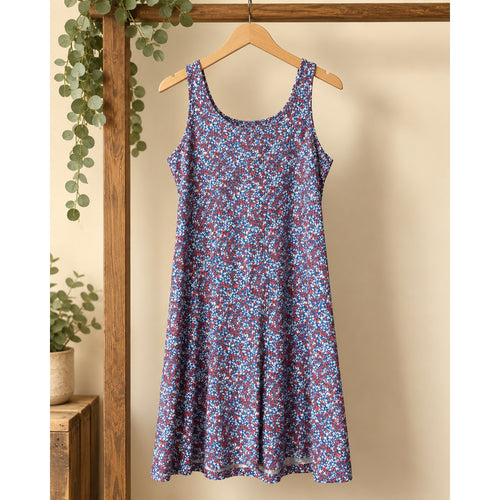 Columbia Omni-Freeze Floral Tank Dress XL Blue Red White Stretch Preloved