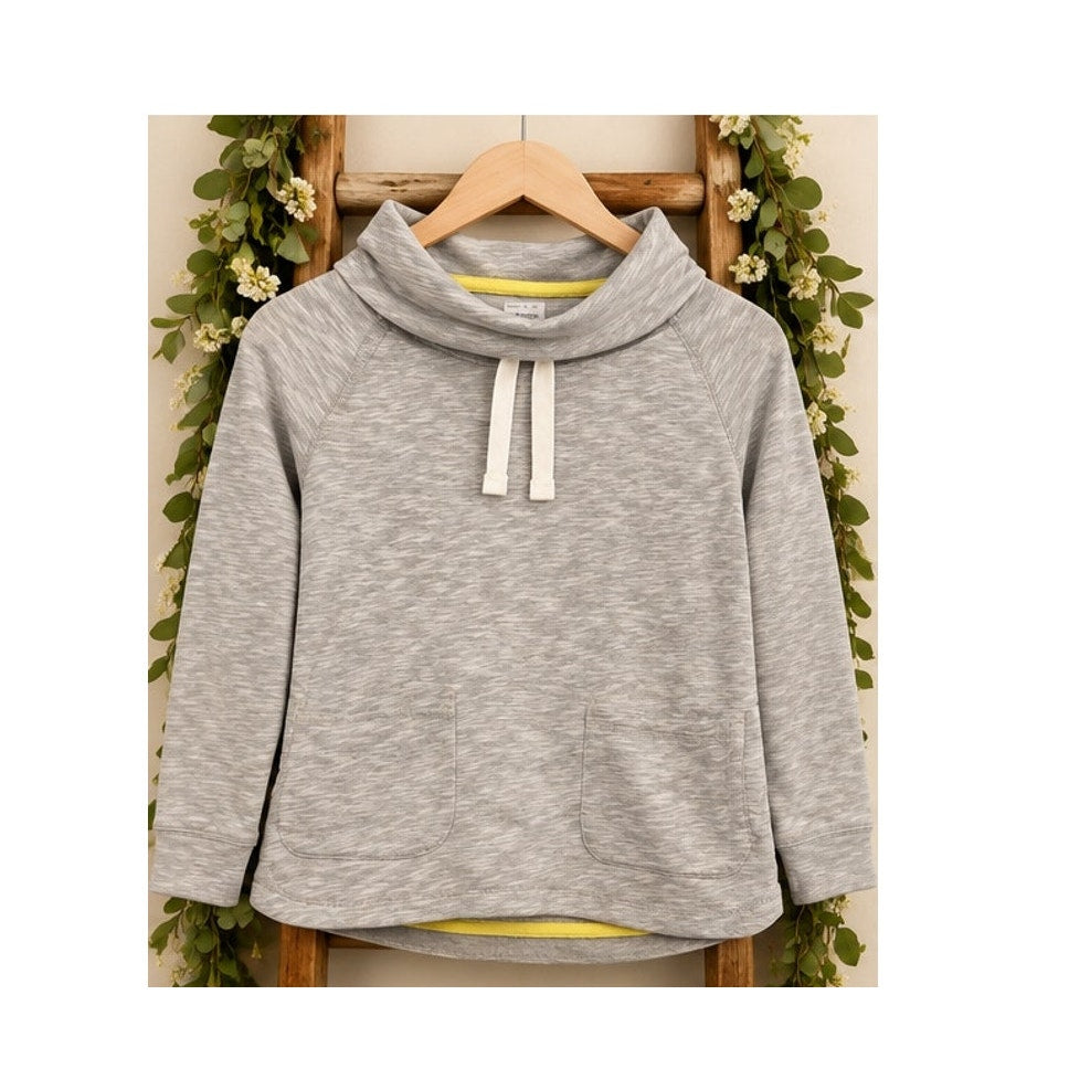 Boden Women's Quilted Funnel Neck Drawstring Sweatshirt - Grey Small