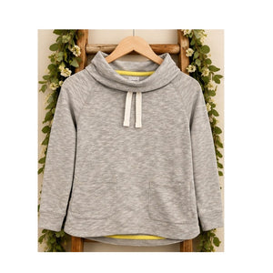 Boden Women's Quilted Funnel Neck Drawstring Sweatshirt - Grey Small