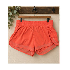Athleta Mesh Racer Run 4″ Shorts Coral Orange Preloved Size L