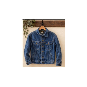 Vintage Lee Riders Denim Jacket 80s Plaid Lined Trucker USA Men Small