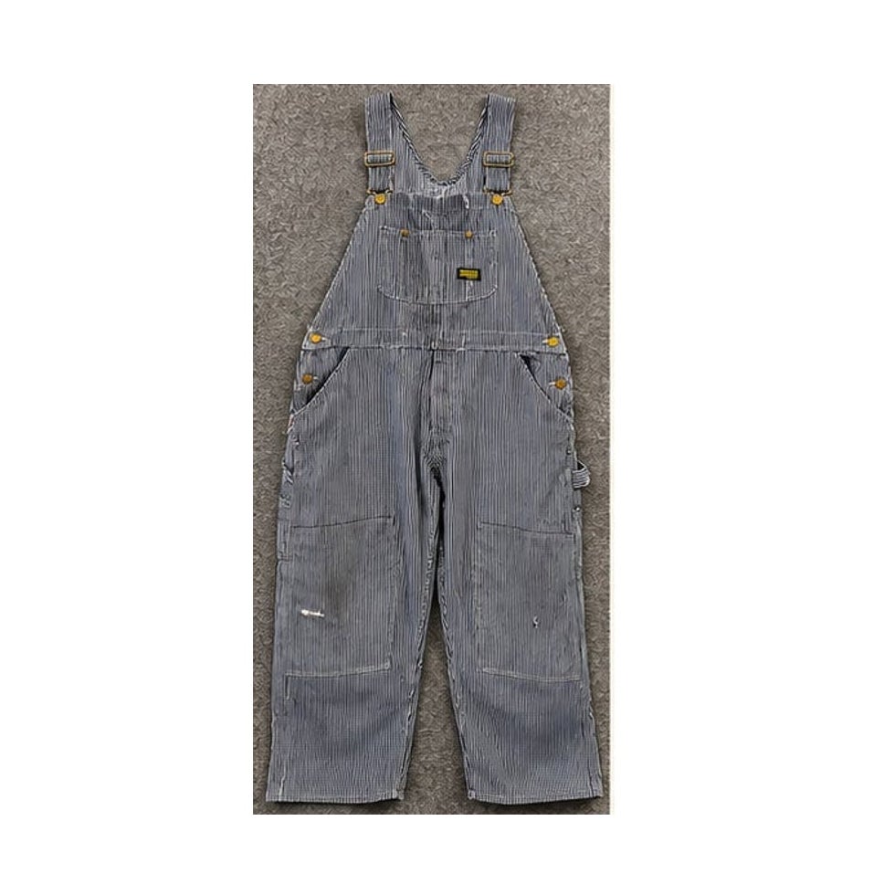 Vtg 70s Sears Toughskins Hickory Stripe Overalls Men 42x32 Union Made USA