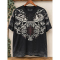 Xzavier Unlimited Mens XL Black Skull Crown Wings Graphic T-Shirt Y2K MMA Style