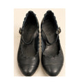 Fly London Wifo Navy Blue Leather Scalloped Mary Jane Heels Women's Sz 9.5