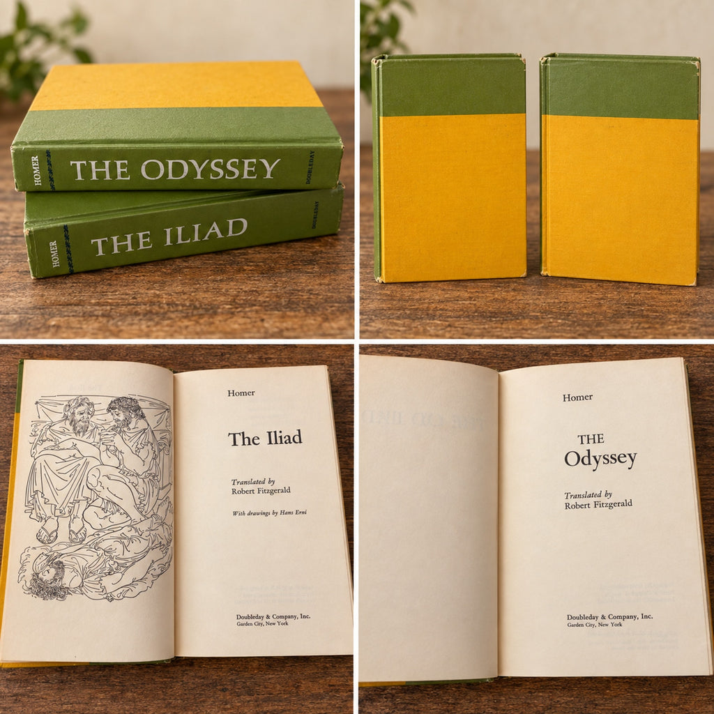 Vintage Homer Set: The Iliad (1974) & The Odyssey (1961) Doubleday Hardcovers