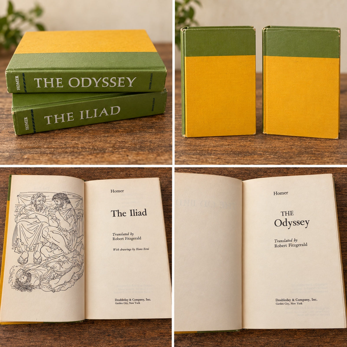 Vintage Homer Set: The Iliad (1974) & The Odyssey (1961) Doubleday Hardcovers