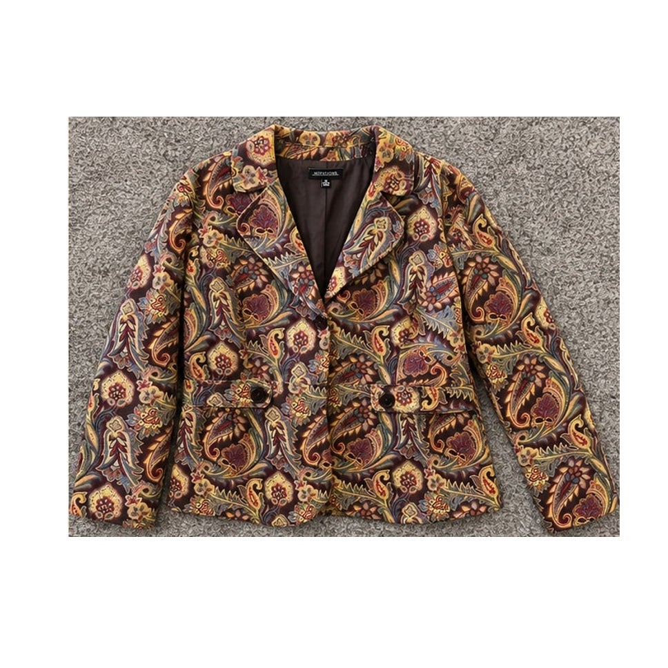 Vintage 00s Notations Paisley Tapestry Jacket Blazer Womens XL
