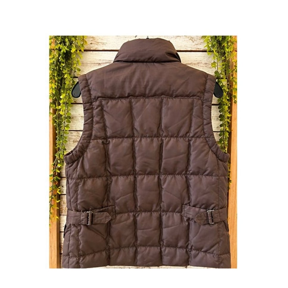 Eddie Bauer Women Yukon EB550 Down Puffer Vest Faux Fur Brown S