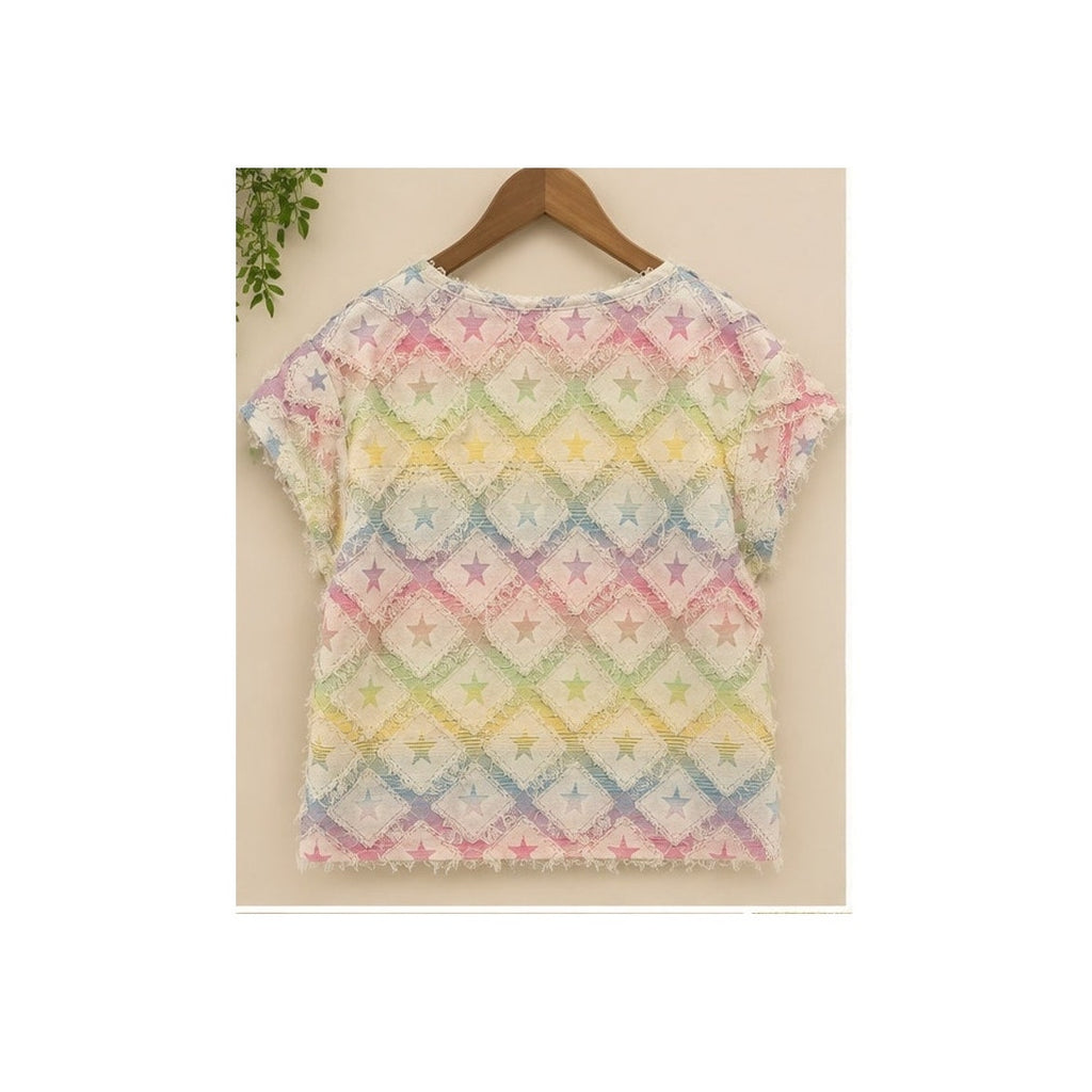 See And Be Seen Rainbow Star Fringed Denim Set - Large
