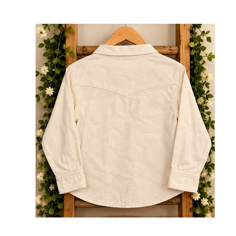 Zara Kids Embroidered Western Denim Snap-Front Shirt in a Size 6-7