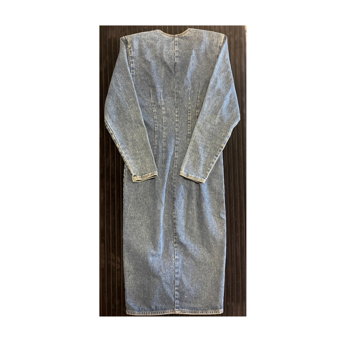 Vintage Zena Acid Wash Denim Duster Dress Womens 7 Button Front Boho Maxi Coat