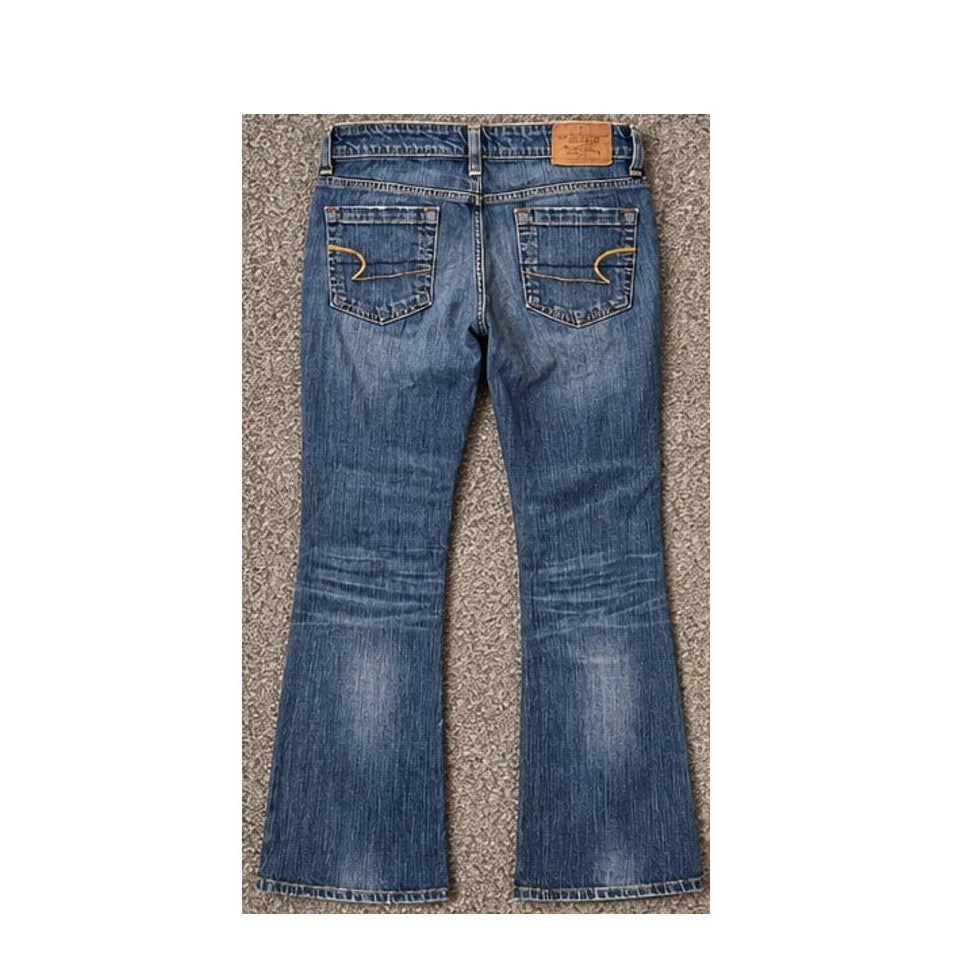 American Eagle Hipster Jeans Women 6 Reg Blue Low Rise Bootcut Denim