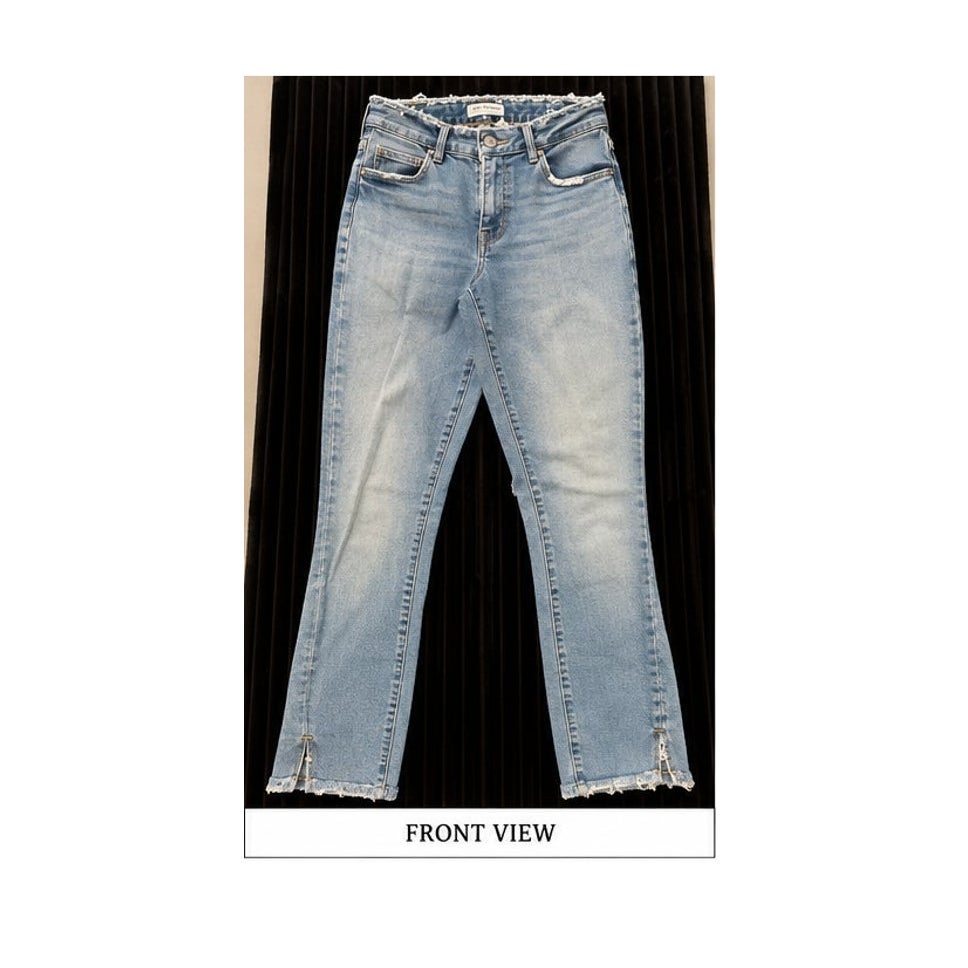 Good American Split Ankle Raw Hem Straight Jeans Blue Womens Size 6 28