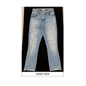 Good American Split Ankle Raw Hem Straight Jeans Blue Womens Size 6 28