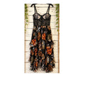 Katie May Take a Sip Dress Black 70s Floral Lace High Low Mid XS
