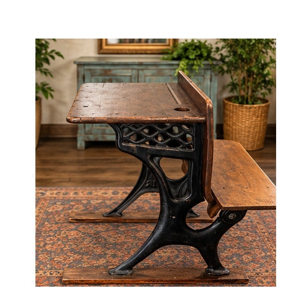 Vintage Oak Roll Top Desk Double Pedestal Home Office Storage