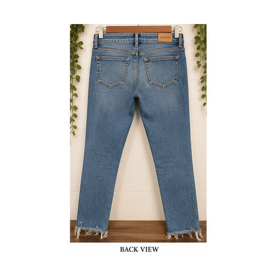 Hudson Blair Super Skinny Jeans Raw Hem Medium Wash Blue Womens Size 28