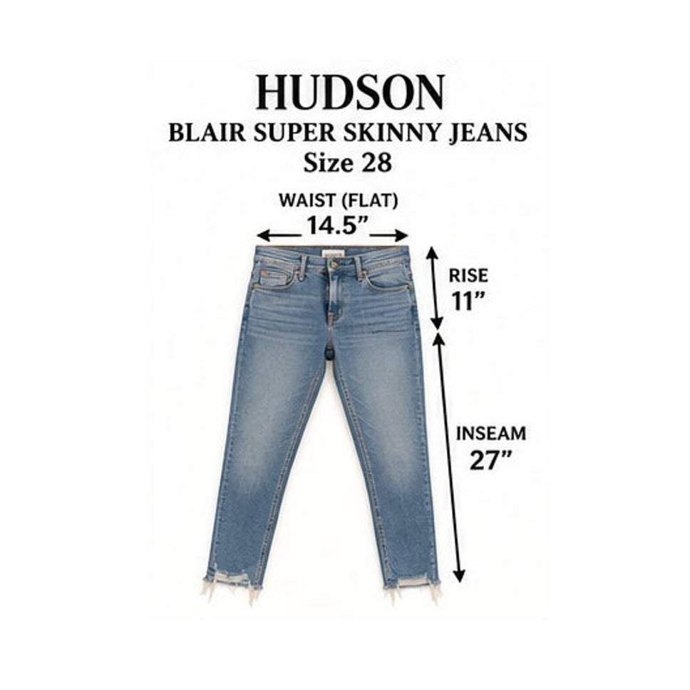 Hudson Blair Super Skinny Jeans Raw Hem Medium Wash Blue Womens Size 28