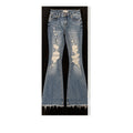 Risen Tummy Control Low Rise Wide Leg Raw Hem Jeans Blue Size 9/29