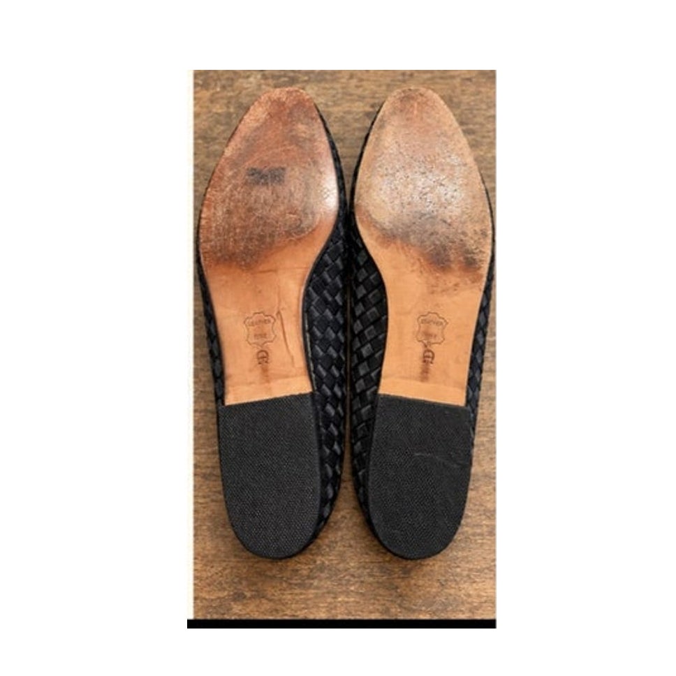 Vtg 80s Etienne Aigner Rebecca Black Woven Leather Loafers Flats 10M