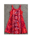 Raya Sun Dress Womens XL Red Pink Hibiscus Cotton Blend Tie Back Mini