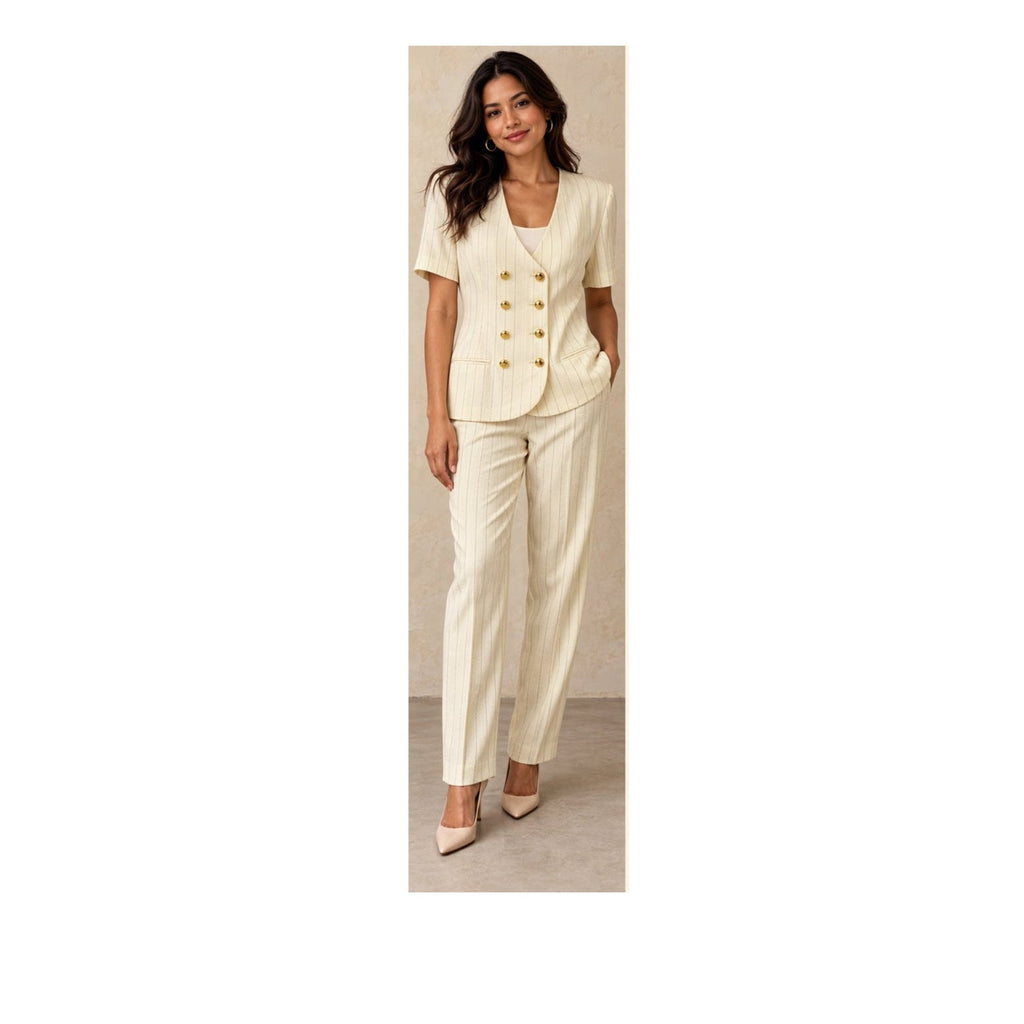 Vintage 90s Dani Max Lois Snyder Pinstripe Pants Suit Set Womens 6
