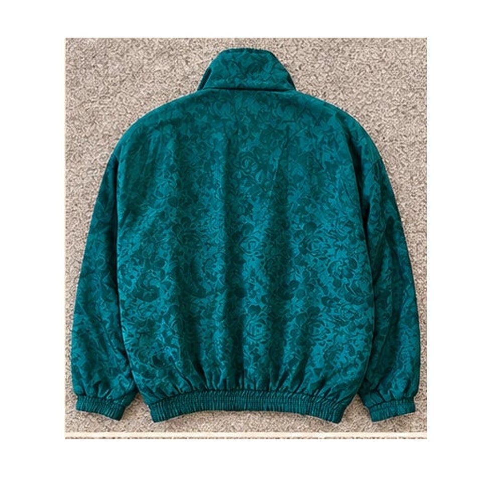 Vintage Fuda International Women's Medium Silk Tracksuit Set Green