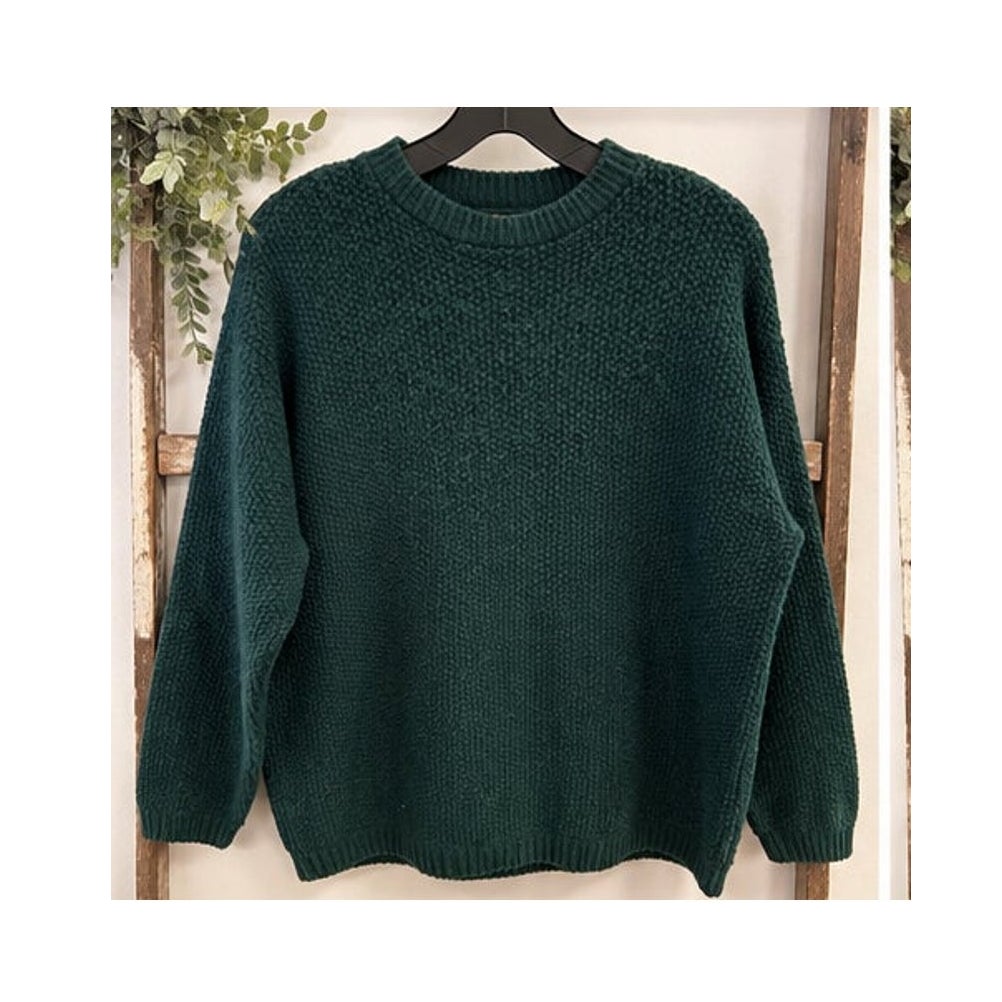 Vintage Huntington Ridge Forest Green Chunky Knit Crewneck Sweater