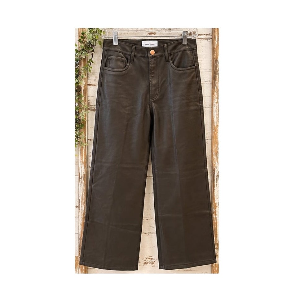 Dear John Fiona High Rise Espresso Brown Faux Leather Wide Leg Pants 25