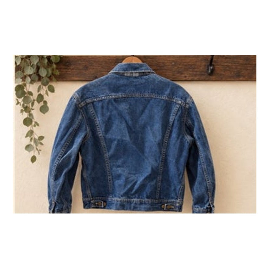 Vintage Lee Riders Denim Jacket 80s Plaid Lined Trucker USA Men Small