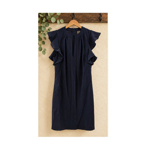 Vince Camuto Navy Blue Ruffle Sleeve Cocktail Sheath Dress Size 0
