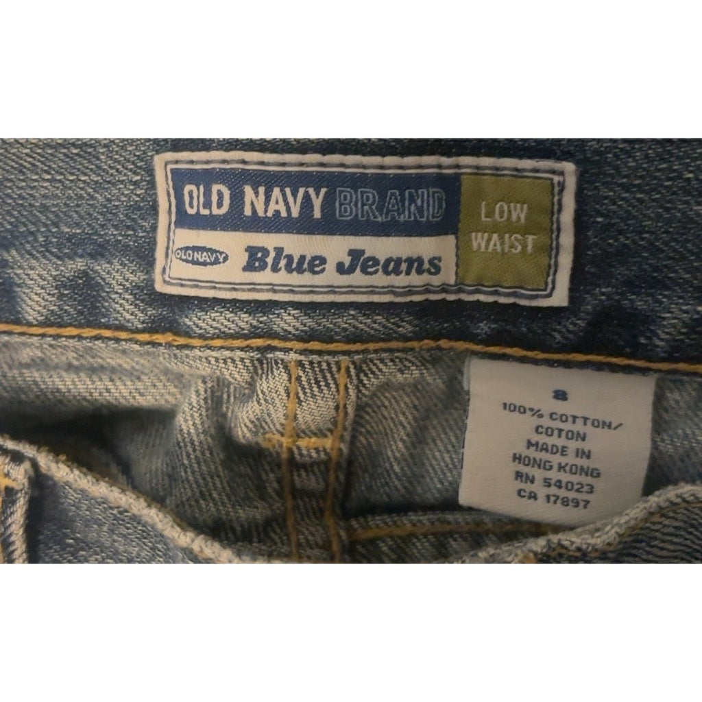 VTG 2004 Old Navy Low Waist Flare Jeans Size 8 Light Wash Patch Pocket 100% Cotton