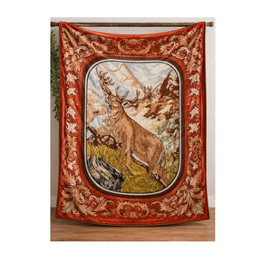 Vintage Novatex 96x70 Forest Deer Stag Rare Blanket Made in Mexico