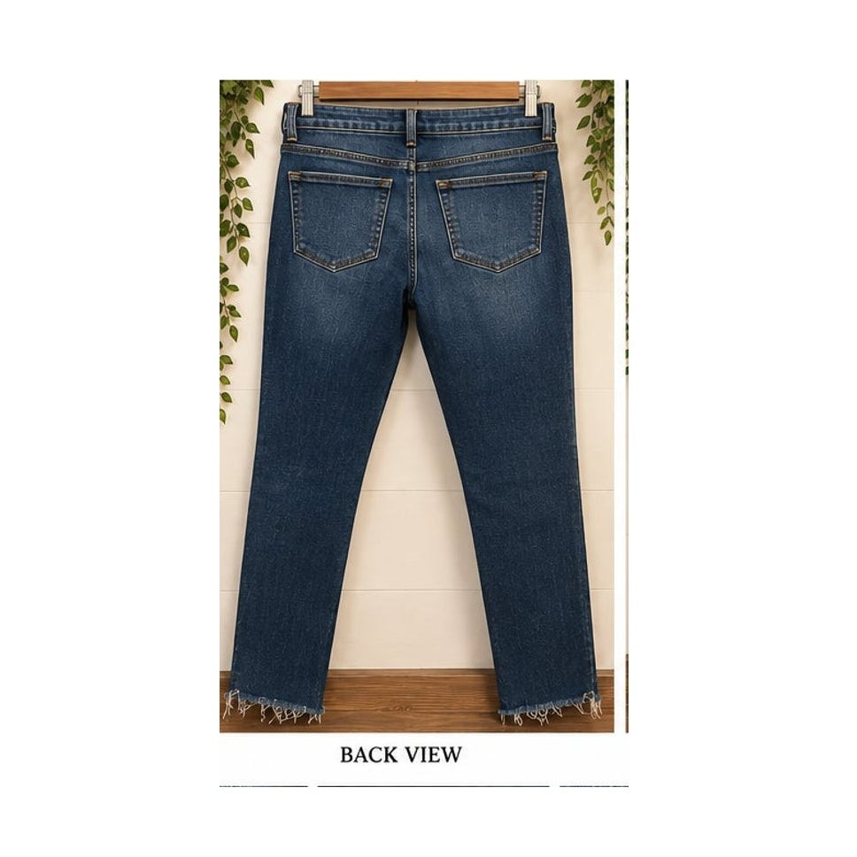 Good American Skinny Raw Hem Jeans Blue Womens Size 6 28