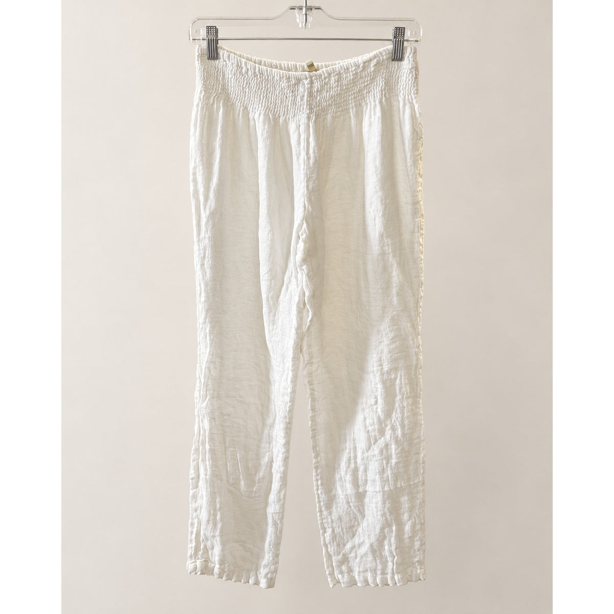 Marilu Italy White Textured Smocked Pants Size M Relaxed Leg Resort Wear