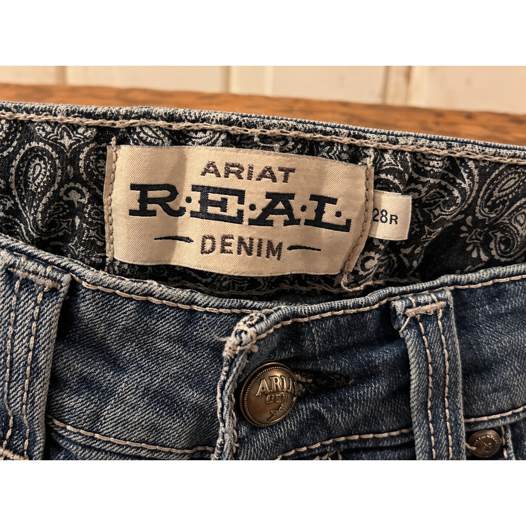 Ariat R.E.A.L. Denim 28R Medium Wash Western Bootcut Jeans Cowgirl