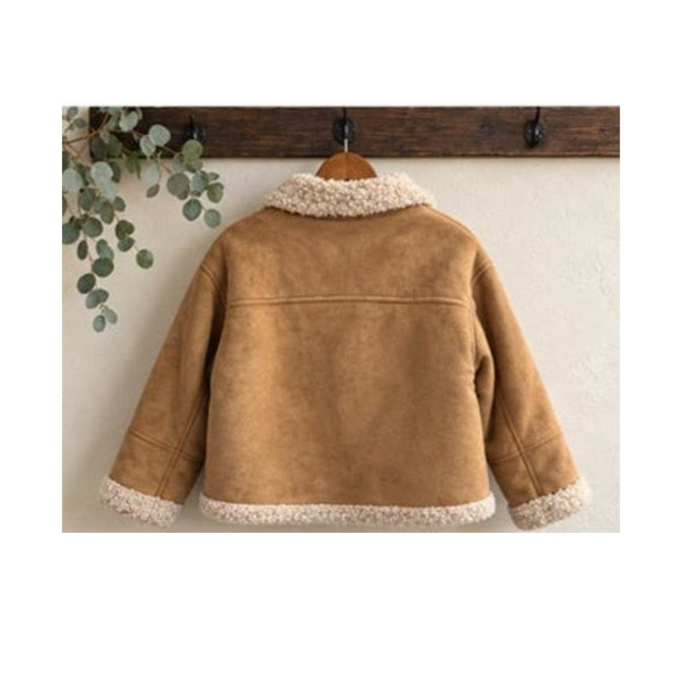 Zara Girls 11-12 Faux Shearling Suede Aviator Jacket Tan Women XS S