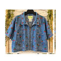 Vtg Quacker Factory 2X Cherry Embroidered Denim Jacket Pants Set