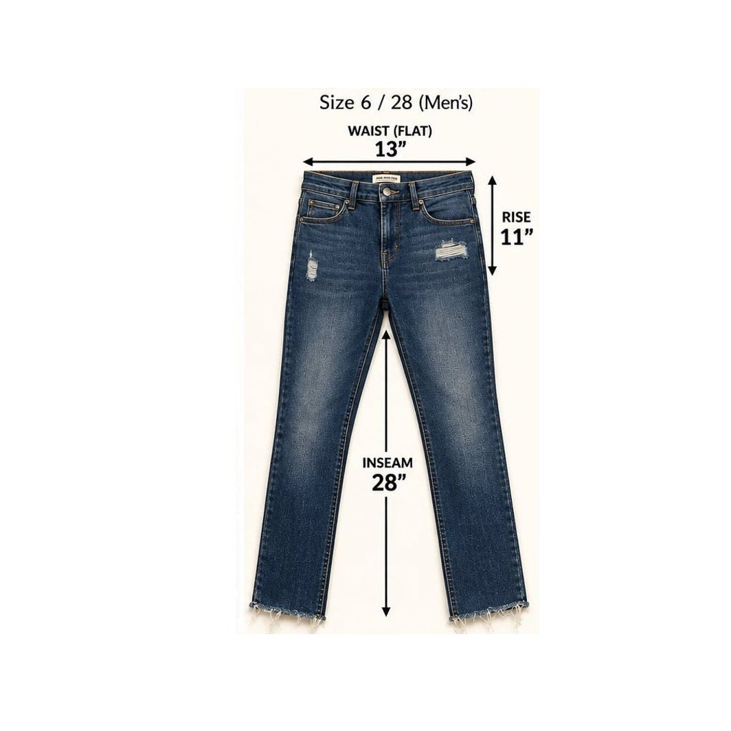 Good American Good Legs Skinny Jeans Distressed Raw Hem Blue Size 6 28