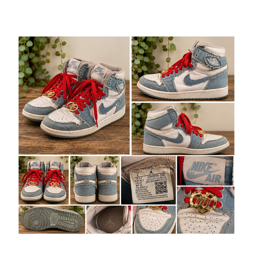 Jordan 1 Retro High OG Denim 2022 Blue White Sneakers GS Size 6Y