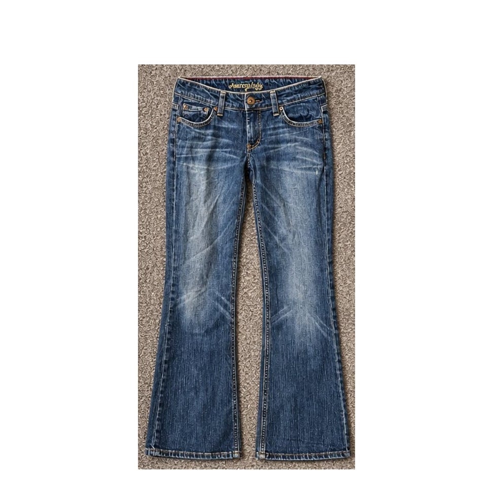 American Eagle Hipster Jeans Women 6 Reg Blue Low Rise Bootcut Denim