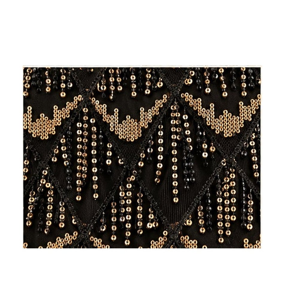 NWT JJ's House XXL Black Gold Sequin Beaded Formal Evening Maxi Dress