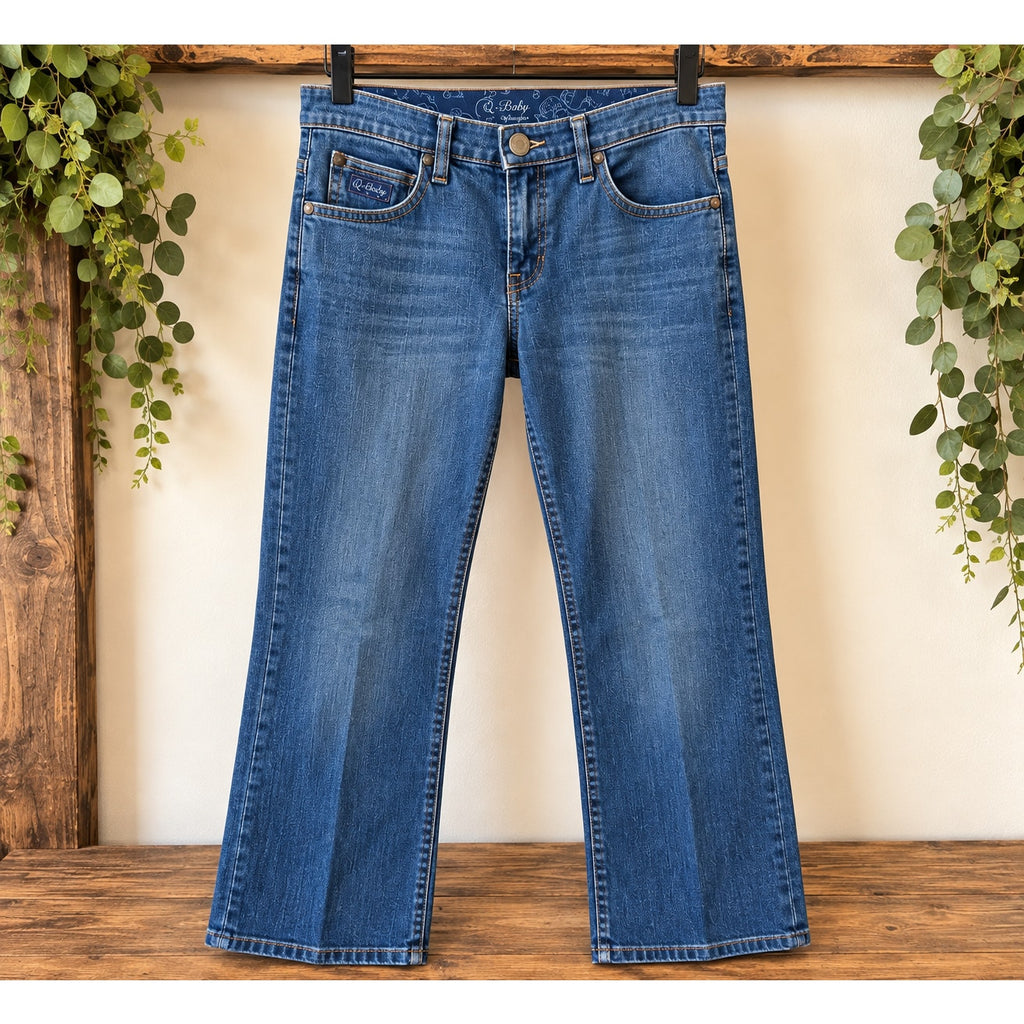 Wrangler Q-Baby Ultimate Riding Jeans Womens 1/2 x 34 Bootcut Blue Denim