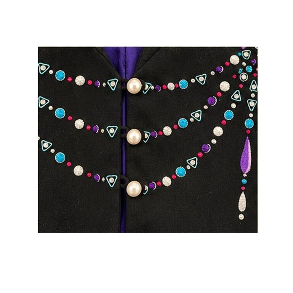 Vintage Bob Mackie Wearable Art Black Jeweled Collar Jacket Large