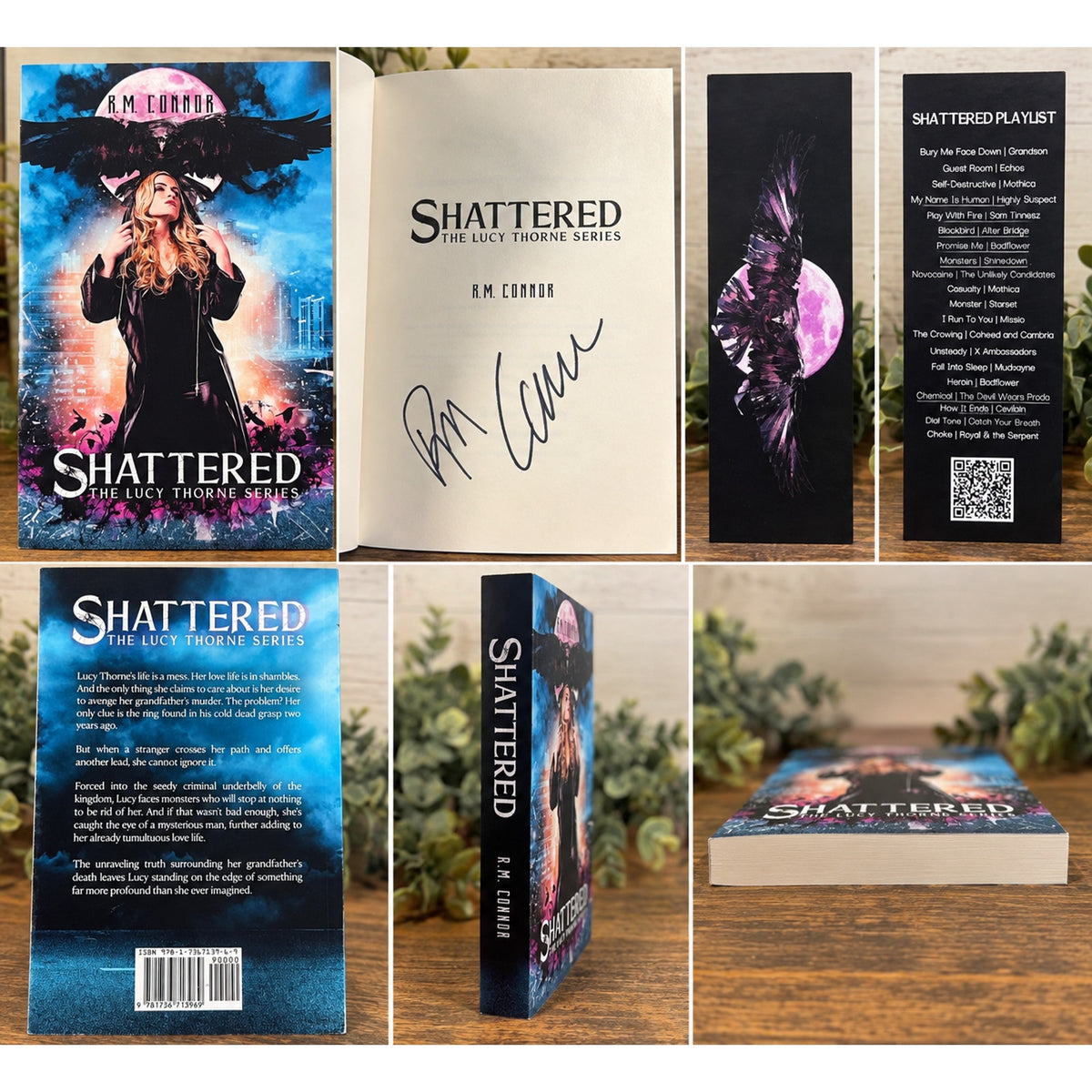 SIGNED Shattered R.M. Connor Lucy Thorne Series Paperback + Playlist Bookmark Ra