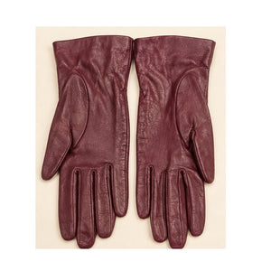 Vintage Heiress Burgundy Leather Gloves Silk Lined Women's Size Medium