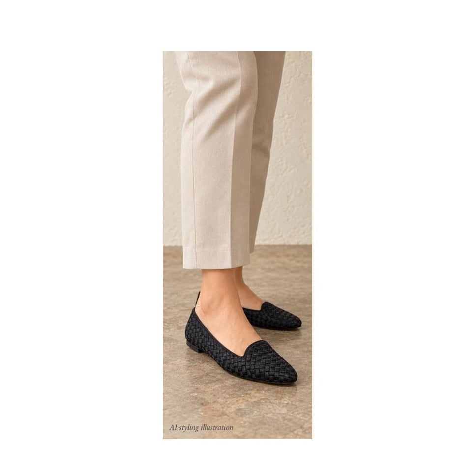Vtg 80s Etienne Aigner Rebecca Black Woven Leather Loafers Flats 10M