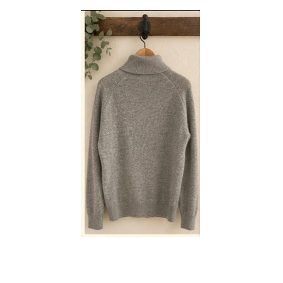 UNIQLO Women Large 100% Cashmere Turtleneck Sweater Grey Roll Neck L