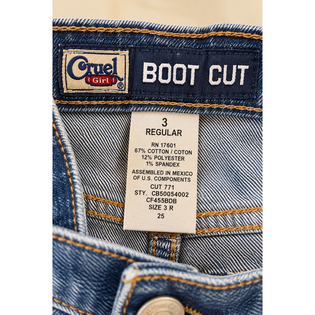 Cruel Girl Jeans Women's Size 3R Blue Denim Bootcut Mid Rise Western Cinch