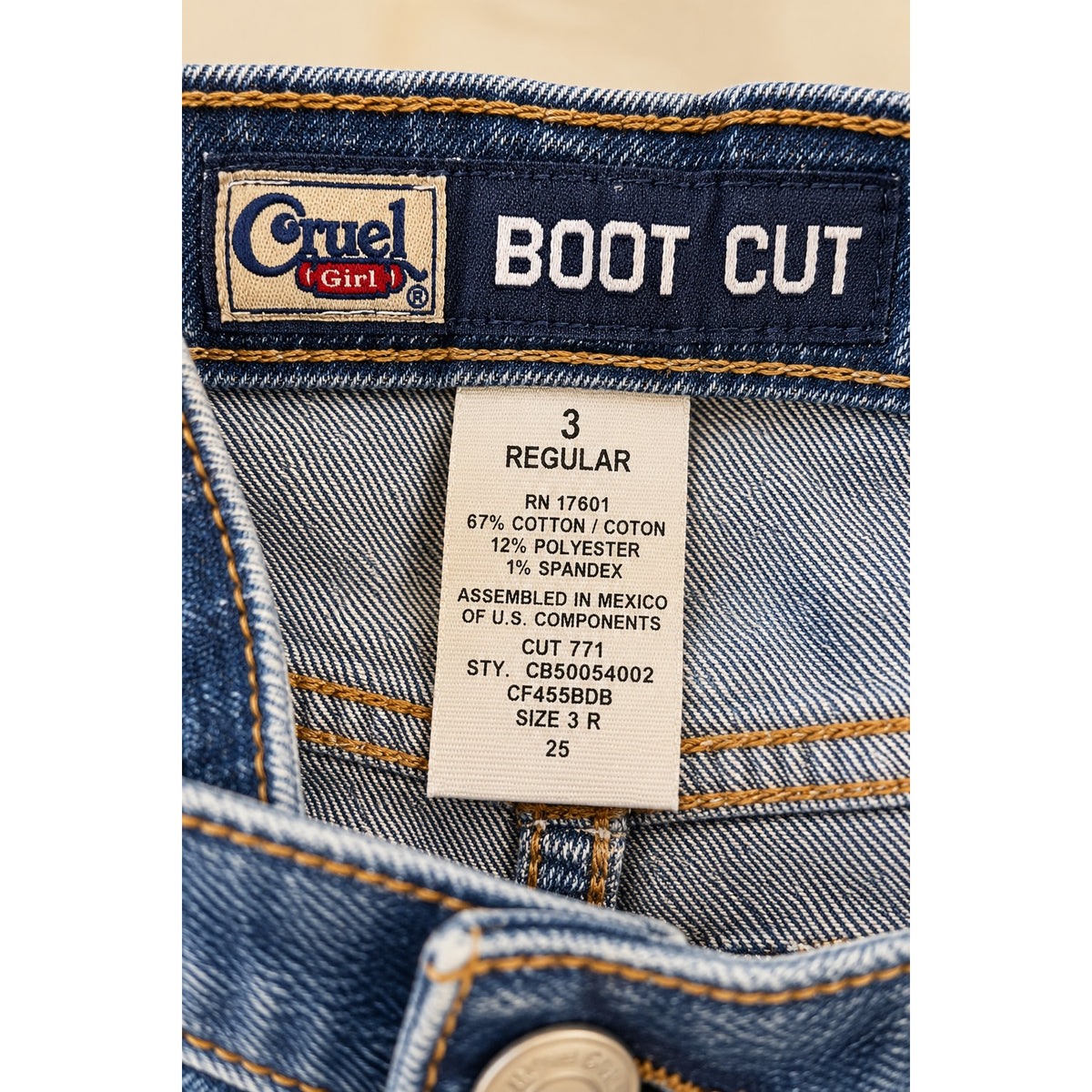 Cruel Girl Jeans Women's Size 3R Blue Denim Bootcut Mid Rise Western Cinch